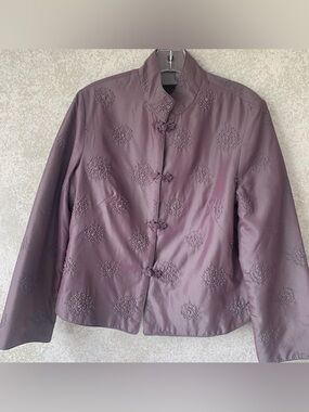 Women's Mauve Embellished Mandarin Collar Traditional Chinese  Jacket S/L